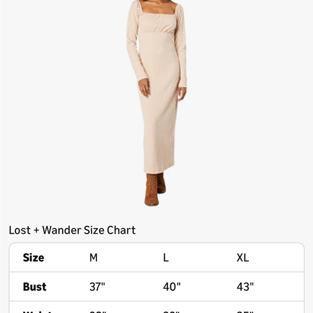 Lost + Wander Cream Long Sleeve Dress